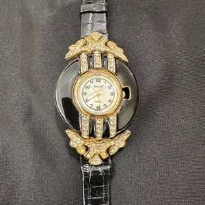 Vintage Black Leather Bonetto Watch